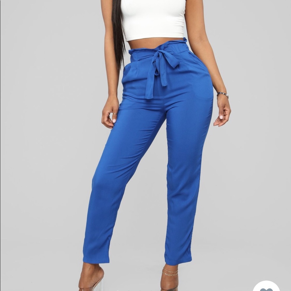 Royal blue paper waist pants